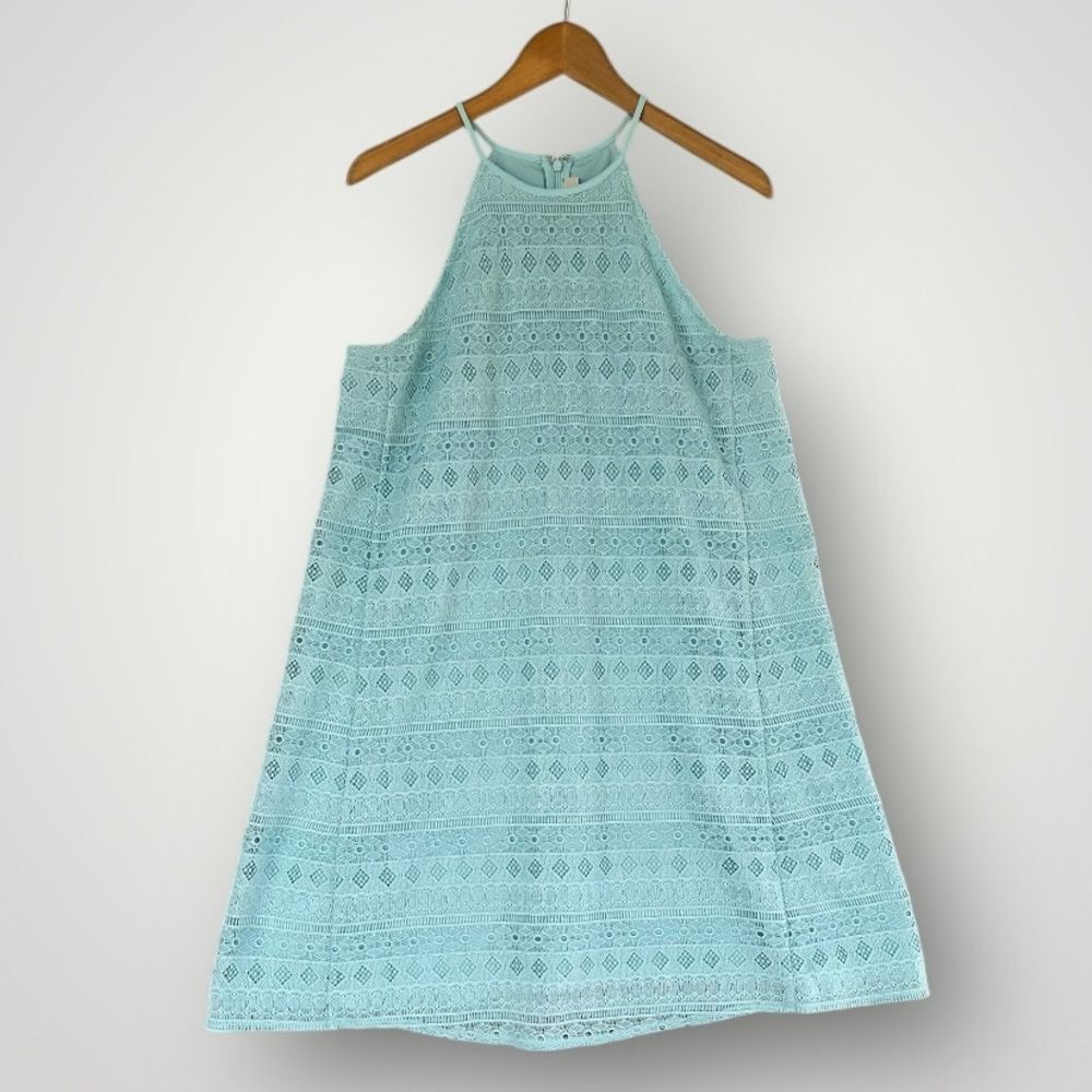 LOFT Light Aqua Crochet Halter Sundress